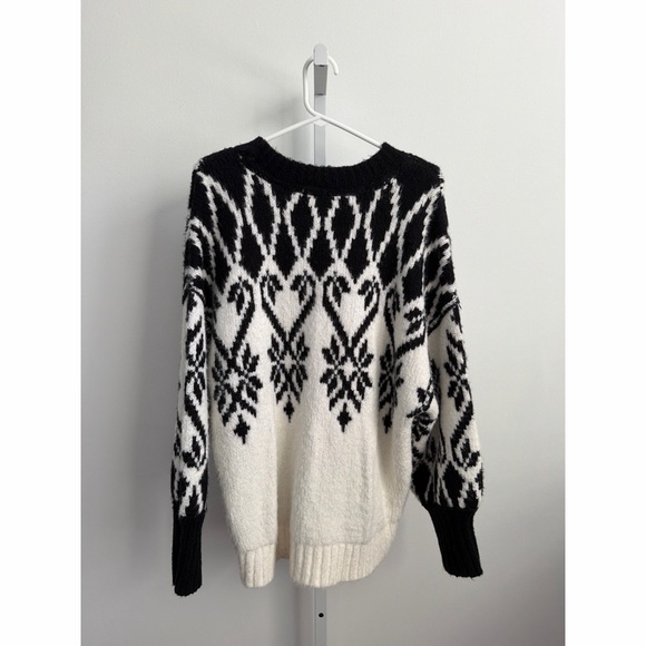 FREE PEOPLE Fireside Tunic Sweater Ivory Black | XS - Picture 5 of 8